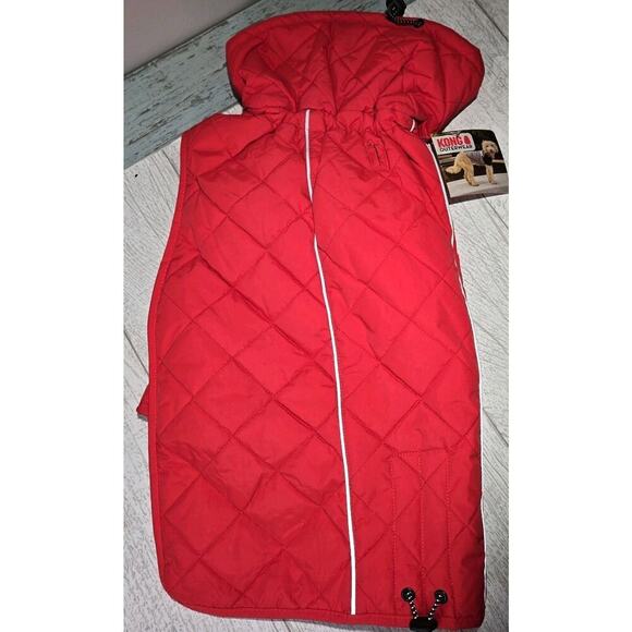 Kong Dog Outerwear Quilted Barn Red Jacket LARGE NWT Polar Fleece Lining - Picture 2 of 10